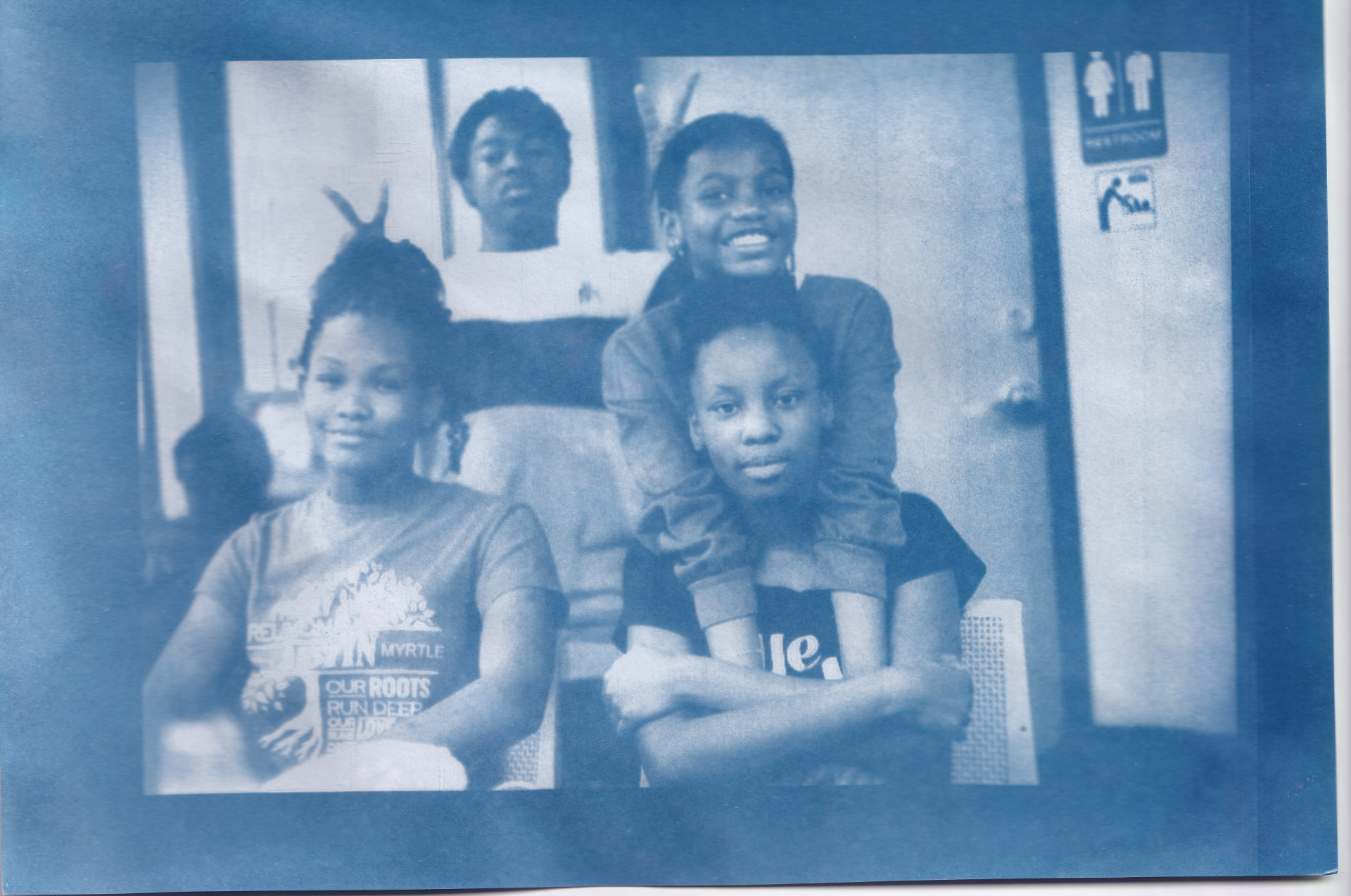 Cyanotype print of participants together